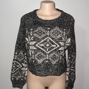 Ruby Moon Chunky Wool Blend Dark Grey & Cream Snowflake Sweater
